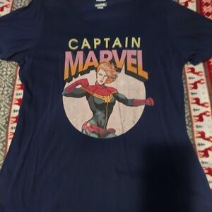 Captain Marvel  T-Shirt - Dark Blue Womens Large